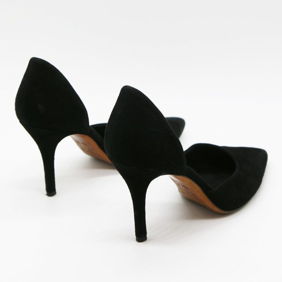 VINCE Suede Celeste D'Orsay Pumps in Black Size 8.5 Pointy Toe Slip On Heel $350 - Picture 5 of 16